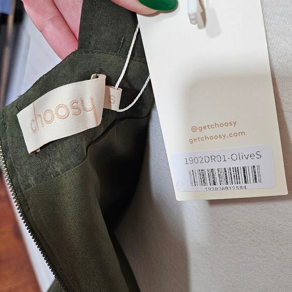 Choosy Olive Green Suede Pencil Dress - Picture 9 of 10